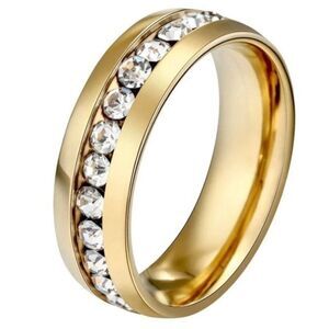 Stainless steel Gold Plated Zircon Band Ring